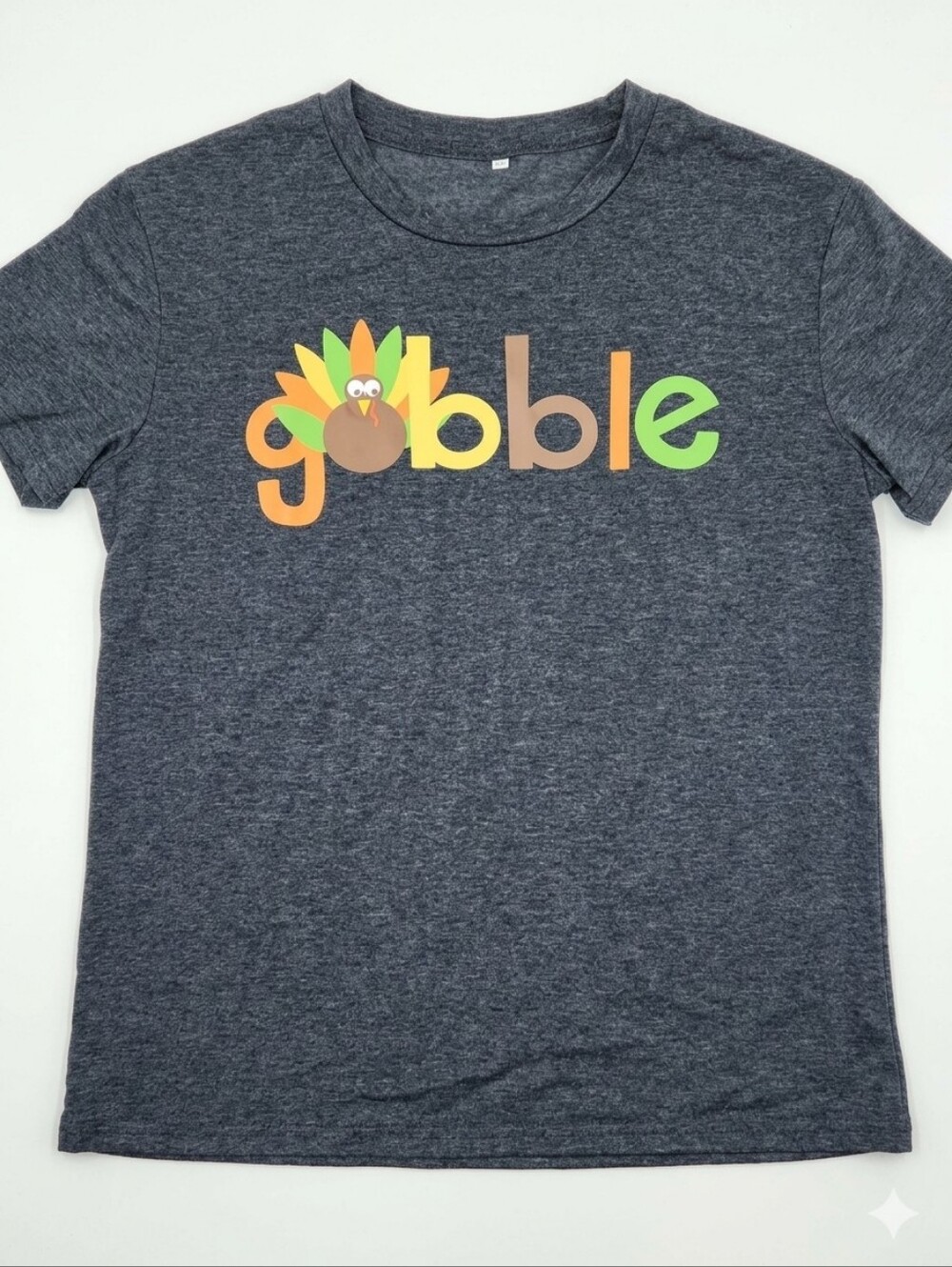 ☔️🔸️Gray Turkey Gobble Graphic Print Short Sleeve Top Medium
